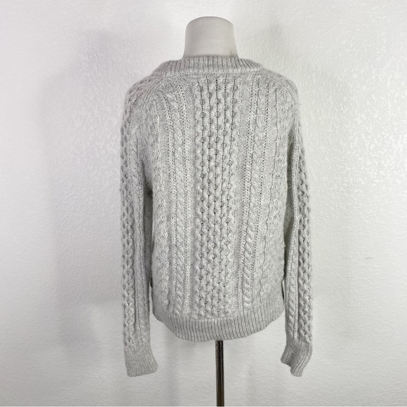 J. Crew Gray Popcorn Cable Knit Wool Blend Pullover Sweater - Picture 8 of 8